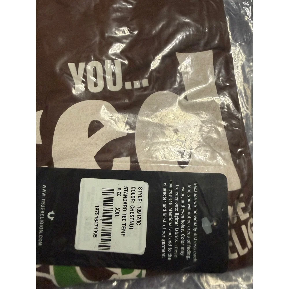 True Religion Mens World Wide Web Buddha Graphic T-Shirt Chestnut Brown XXL New